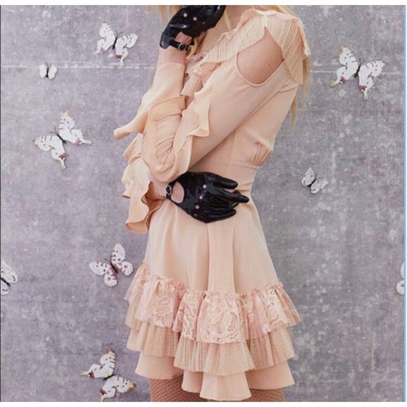 For Love And Lemons Claire Pleated Ruffle Dress - Picture 16 of 16